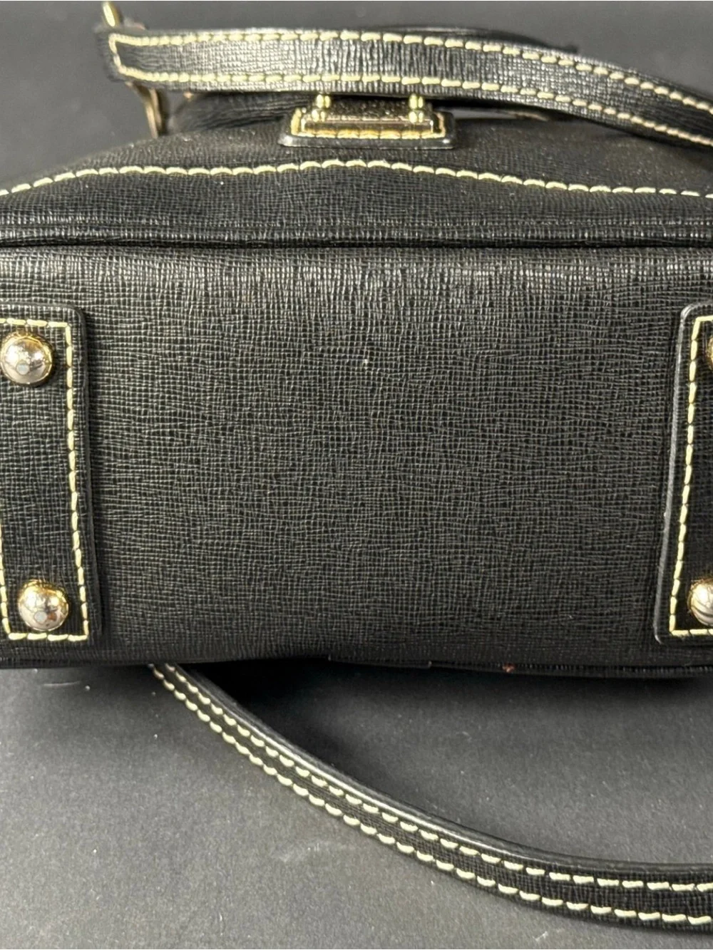 Dooney & Bourke Saffiano Leather Black Handbag with Gold Plaque